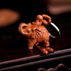 Feng Shui Peach Wood Elephant Key Ring  key Chain For Good Fortune 