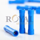  100   Vinyl Butt Connector Blue 16-14 Gauge Wire Crimp Type Insulated