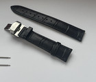 Seiko 20mm Black Leather Croc Style Strap With Stainless Steel Deployment Clasp