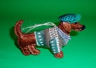 Dapper Holiday Dachshund In Pattern Sweater   Cap Christmas Tree Ornament New