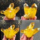 Healing Mineral Specimen Natural Aura Yellow Citrine Crystal Titanium Cluster Us