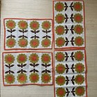 Vintage Mcm Sunflower Placemats Set Of 4 Kitschy Flowers Green Orange Brown Four