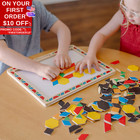 Deluxe Wooden Magnetic Pattern Blocks Set - Educational Toy With 120 Magnets And