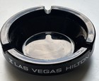 Vintage Black Amethyst Glass Ashtray Las Vegas Hilton Hotel
