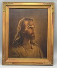 Old 1941 Kriebel   Bates Signed 17   Litho    head Of Christ  Gold Gilt Wood Frame