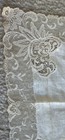 1940 s Bridal  Handkerchief Hanky Heirloom Lace Edged French Wedding Collectible