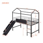 Modern Metal House Bed With Slide Twin Loft Bed W 2-sided Writable Wooden Board 