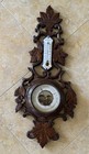        Antique French Hand Carved Wooden Barometer  Thermometer        