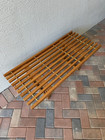 Mid Century Slat Bench Vintage Wood Coffee Table Maple Walnut   46   