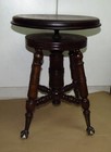 Antique 1900   s Piano Stool Crystal Ball   Claw Feet  Adjustable Height
