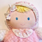 Clean  Vintage 10  Eden Pink Terry Cloth Baby Doll W bonnet my First Soft Plush