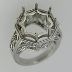 11mm Round Shape Hexagon Set Semi Mount Ring 925 Sterling Silver Cocktail Ring