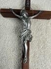 Vintage Crucifix Cross Brown Wood  Inri Large Wall Plastic Jesus