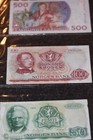 Collection Of 12 World Bill Currency 500 Kroner Sweden 100 50 20 10 Norway Krone
