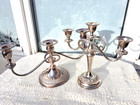 2 Vintage Antique Style Electroplated Silver 3 Arm Candelabras Candleholders