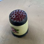 Antique Guilloche Enamel Rose Flower Sterling Silver Sewing Thimble