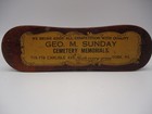 Early 1900 s Geo  M  Sunday Cemetery Memorials Advertising Shoe Brush