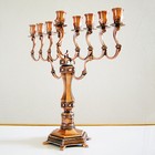 Hanukkah Menorah Candle Holder Copper Plated Chanukah 28cm  11    Judaica Israel
