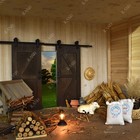 1 12 Scale Of Dollhouse Door Miniature Wooden Barn Doors W sliding Rods For D   