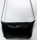 Carla Marchi Vintage Black Mesh Metal Shoulder Handbag Purse Zip Top
