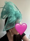 The Hat Hive Teal Sinamay Mesh Feather Fascinator Headpiece Women One Size