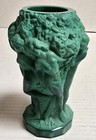 Art Deco Czech Hoffmann schlevogt Malachite Jade Glass  ingrid  Vase Nymphs