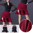 Women Latin Dance Skirt Ruffle Mermaid Salsa Chacha Tango Rumba Practice Skirt