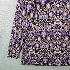 J Jill Women s Black Floral Print Long Sleeve Scoop Neck Top Size M