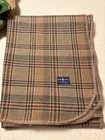 Ralph Lauren 100  Wool Plaid Blanket 70x90 Made In England Tan Green Burgundy
