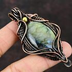 Labradorite Wire Wrapped Pendant Handcrafted Copper Ethnic Gift 3 07 