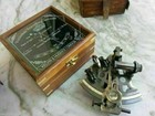 Antique Collectible Nautical Brass Working German Marine Sextant With Wooden Box