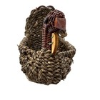 Vintage Woven Wicker Rattan And Wood Turkey Bird Basket