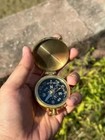 Pocket Compass Antique Military Nautical Compass Brass Vintage Wwii Military
