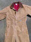 Vintage Carhartt Coveralls Mens 440 Brown Duck Canvas Red Quilt Lined Usa Chore