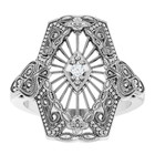 Art Deco 10k Solid White Gold   Diamond Filigree Ring Antique vintage-inspired