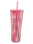 2025 Starbucks X Roller Rabbit Holiday Clear Tumbler Cup Pink Monkeys Limited Ed