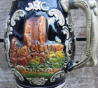 Vintage Original German Beer Stein Jug With Swiss Music Movement   Pewter Lid