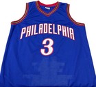 Philadelphia 76ers Allen Iverson Autographed Pro Style Blue Stat Jersey Jsa A   
