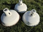 Vintage White Enamelware Three Piecies Infustrial  barn post Light Shades