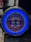 Jeep 4x4 The American Legend 14 5  Neon Wall Clock Blue Light Garage
