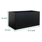 31 5x16x16in Black Steel Planter Rectangular Planter Pot Fr Outdoor Garden Porch