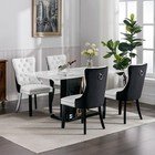 Dining Chairs Set Of 4 Upholstered Tufted Kitchen Chair  Wood Legs  Faux Leather