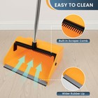 Reewii Large Commercial Dustpan With Comb   long Handle Upright Heavy Orange