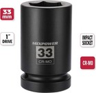1 Inch Drive Deep Impact Socket Cr Mo 33mm 6 Point Radius Corner Design Chamfere