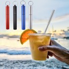 Reusable Stainless Steel Metal Telescopic Straw Collapsible Portable Travel Drin