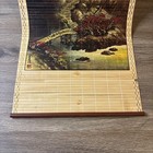 Vtg Asian Wooden Wall Art Painting Hanging Scroll Mountain View 12 5   x33   