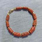 Natural Italian Red Coral Beads Brass Bracelet Handmade Gemstone Gift