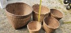 Set Of 5 Vtg Rattan Wicker Gathering Harvest Baskets 19  17  14  12  10   read 
