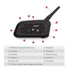 2pc Motorcycle Intercom 2way 1200m Helmet Headset Wireless Bluetooth Speaker V6