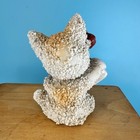 Vtg Sugar Cat Playing Accordion Figurine Kitschy Kitty Red Bow Gold Paint Japan